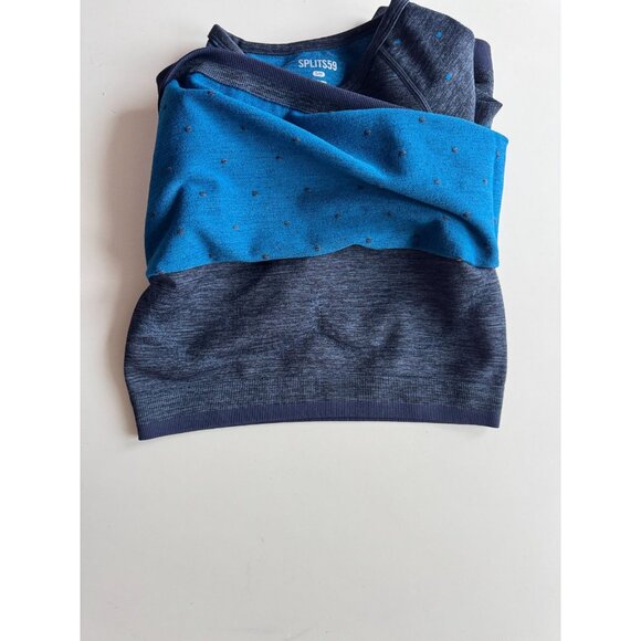 SPLITS59 Coco Navy Blue Polka Dot Seamless Jersey Cropped T-Shirt Top, Size S/M - Picture 11 of 15